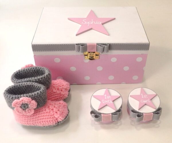 Personalized Newborn gift set Pink Star NBG089